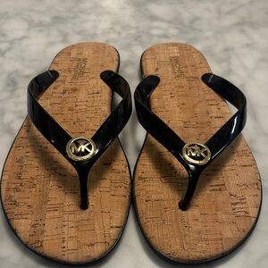 Michael Kors Black and Brown Sandals/ Jet Set MK Jelly